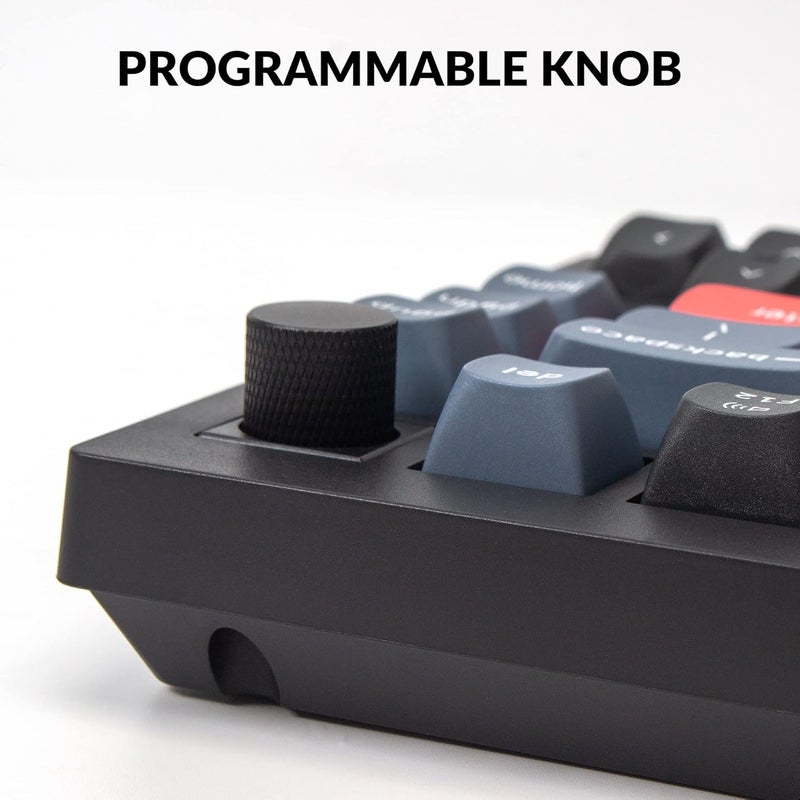 Keychron V1 75% Wired Mechanical Keyboard, QMK/VIA Programmable, Hot-swappable Red Switches, Compatible with Mac Windows Linux - Carbon Black - Image 3